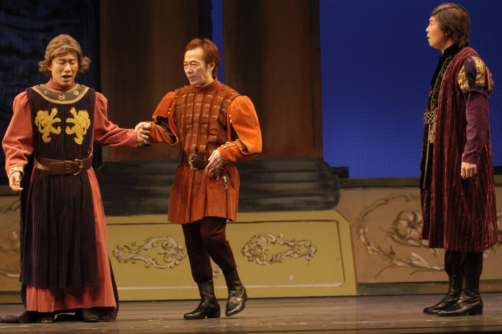 郭子乾（左起）曾和李國修、曾國城合演舞台劇《莎姆雷特》。（金星提供）