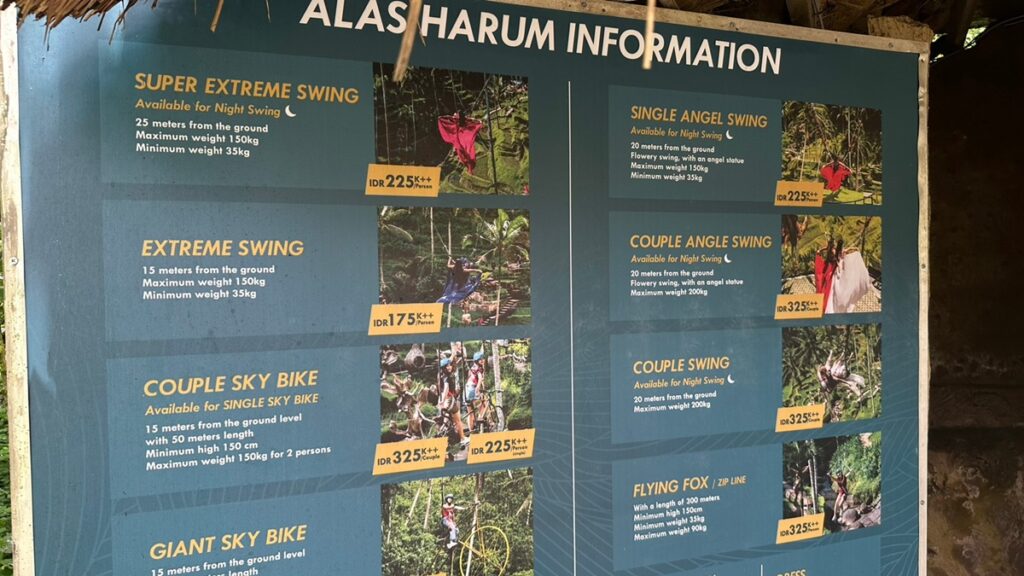 「Alas Harum Bali」包含各種設施，可以選擇自己有興趣的來玩。